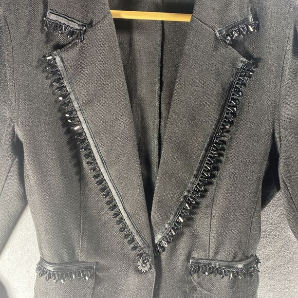 VTG My Boyfriends Back Women Blazer Jacket Med Studded Grunge Goth Punk Academia - Picture 4 of 13